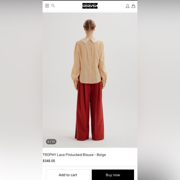 EENK TROPHY Lace Pintucked Blouse - Beige - Picture 2 of 2